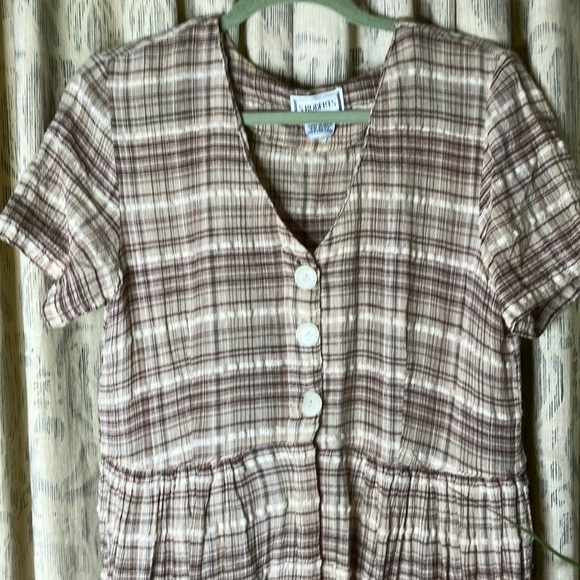 Sweet vintage plaid cotton cottage core dress Ioana Kohn look 7/8 = s/m - Picture 2 of 8